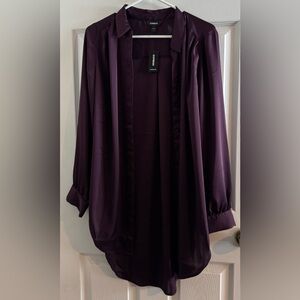 Express Sheer Purple Button-Up Blouse | Women’s Medium | NWT